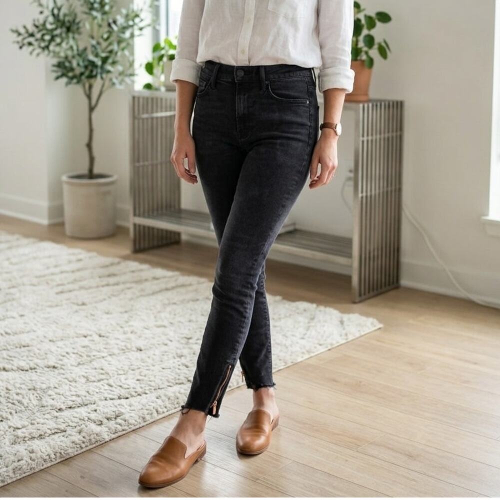 Mother Stunner Ankle Step Fray Skinny Jeans Black 25 / 0